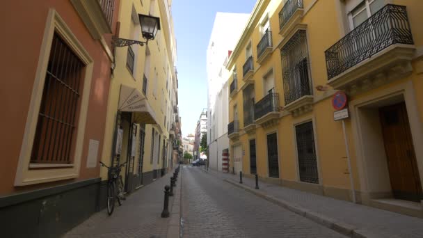 Narrow Cobblestone Street Sevilla Spain — Stock Video