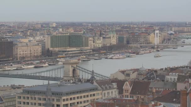 Broar Över Donau Budapest — Stockvideo