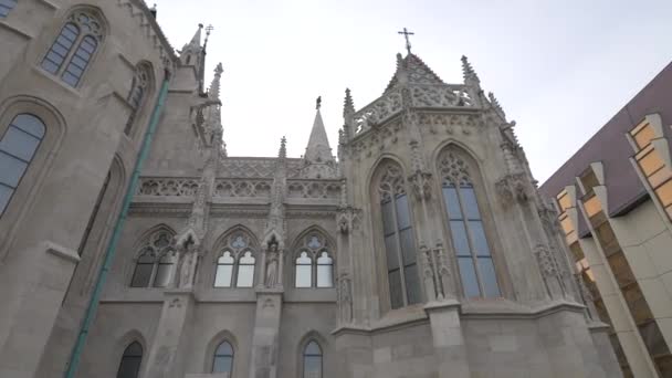 Low Angle Matthias Church — Stock Video