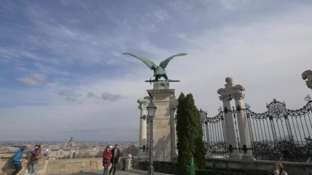 Άγαλμα Πουλιού Turul Στη Βουδαπέστη — Αρχείο Βίντεο