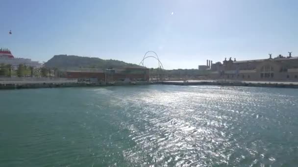 Der Hafen Von Barcelona Spanien — Stockvideo