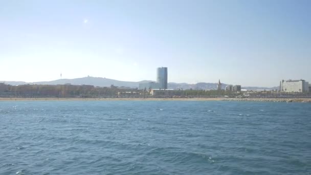 Panoramautsikt Över Havet Barcelona — Stockvideo