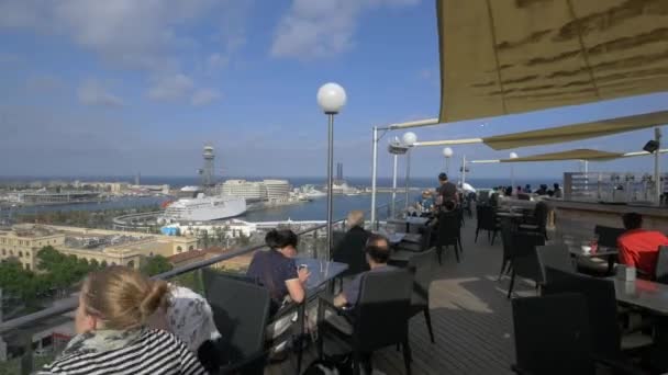 Blick Vom Restaurant Miramar Barcelona — Stockvideo