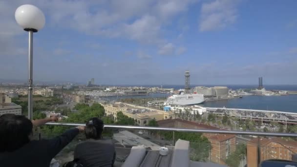 Port Vell Widziany Restauracji Barcelonie — Wideo stockowe