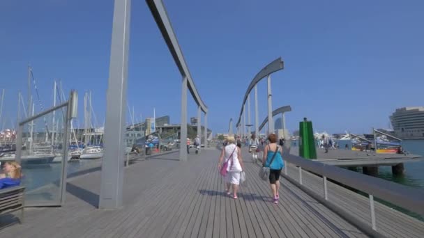 Paseando Por Rambla Mar Barcelona — Vídeos de Stock