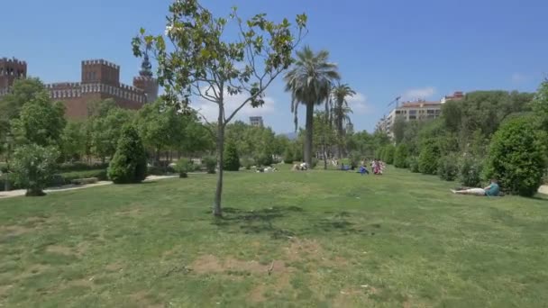 Personnes Dans Parc Ciutadella Barcelone — Video