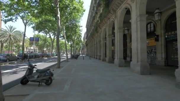 Sidewalk Στη Βαρκελώνη Ταξιδιωτική Ιδέα — Αρχείο Βίντεο