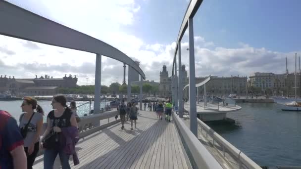 Porto Barcelona Com Rambla Mar — Vídeo de Stock