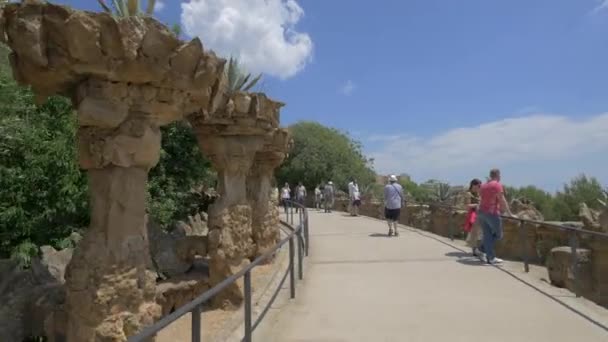 Park Guell Barselona Turistler — Stok video