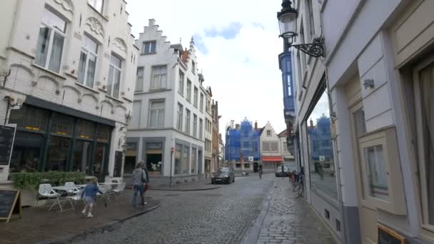 Philipstockstraat Středověkém Městě Bruggách — Stock video