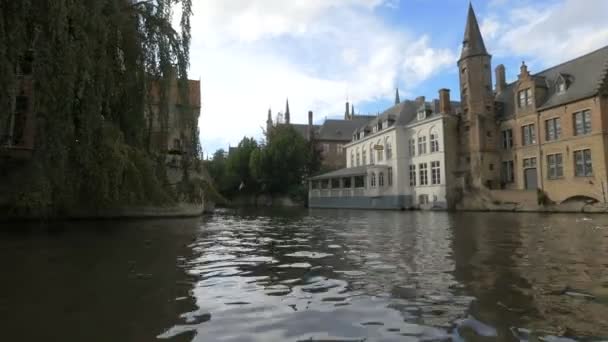 Edifícios Medievais Torno Canal Dijver — Vídeo de Stock