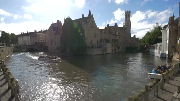 Navegação Barco Canal Dijver Bruges — Vídeo de Stock