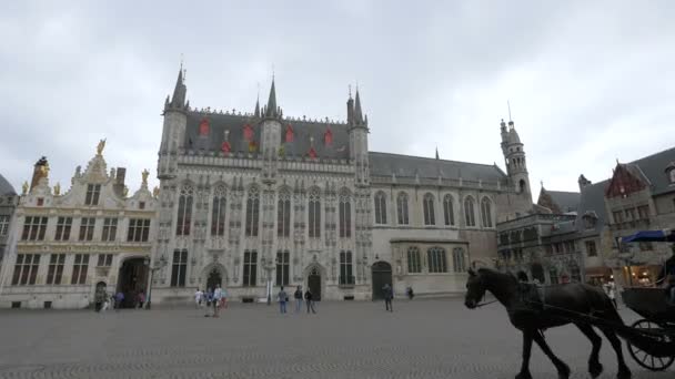 Chariots Cheval Équitation Dans Burg Square — Video