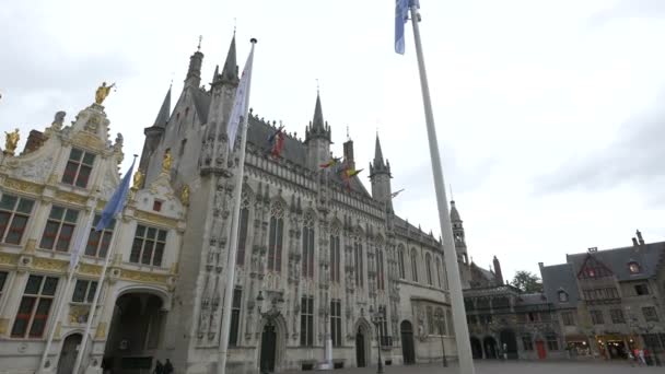 City Hall Burg Square Bruges — Stock Video