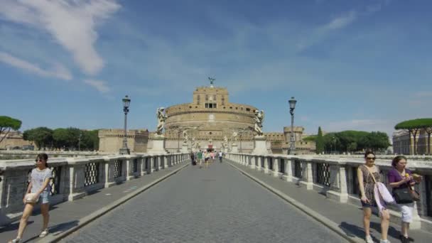 Puente Sant Angelo Castillo Sant Angelo Roma — Vídeos de Stock