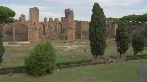 Zřícenina Lázní Caracalla Římě — Stock video