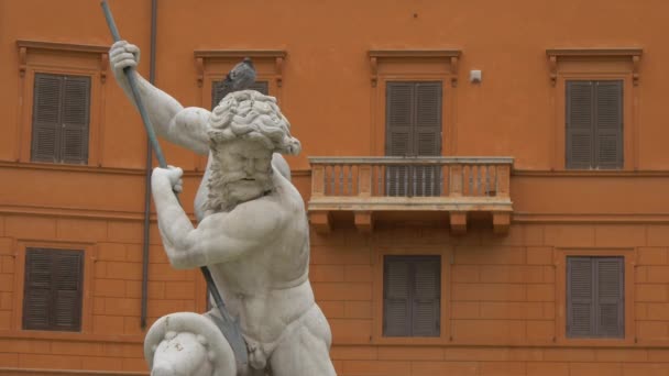 Statua Nettuno Roma — Video Stock