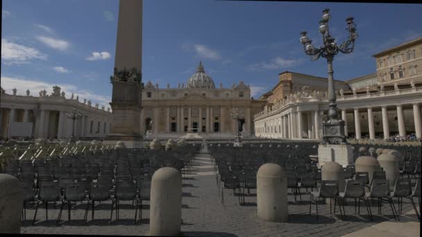 Cadeiras Praça São Pedro Vaticano — Vídeo de Stock