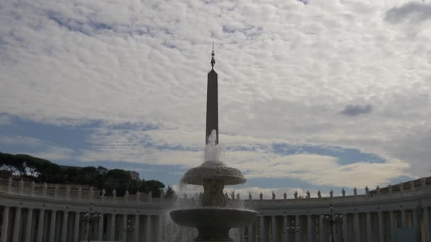 Fuente Obelisco Plaza San Pedro Vaticano — Vídeos de Stock