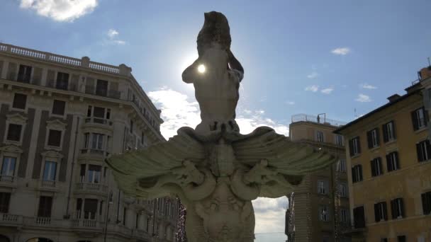 Roma Fontana Del Tritone — Stok video