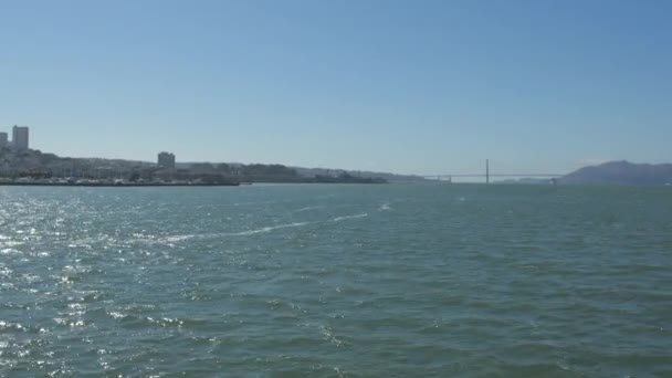Boot Schwimmt San Francisco Bay — Stockvideo