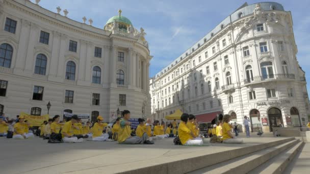 Persone Che Meditano Davanti Palazzo Hofburg — Video Stock