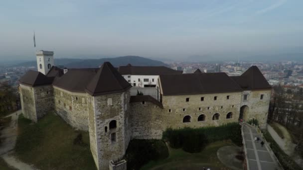 Flygfoto Ljubljana Slott — Stockvideo