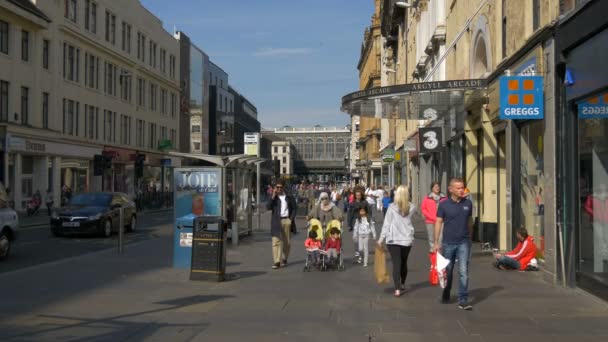 Άνθρωποι Περπατούν Στην Οδό Argyle Στη Γλασκώβη — Αρχείο Βίντεο