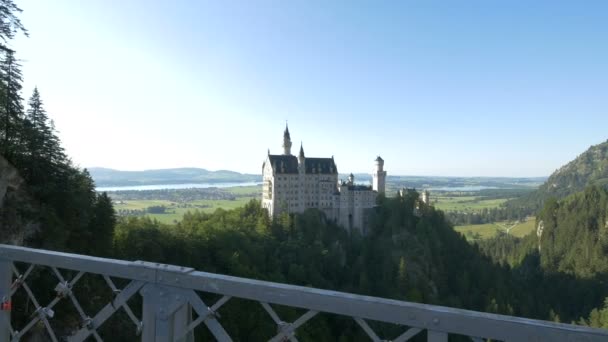 Castello Neuschwanstein Visto Dal Ponte Marie — Video Stock