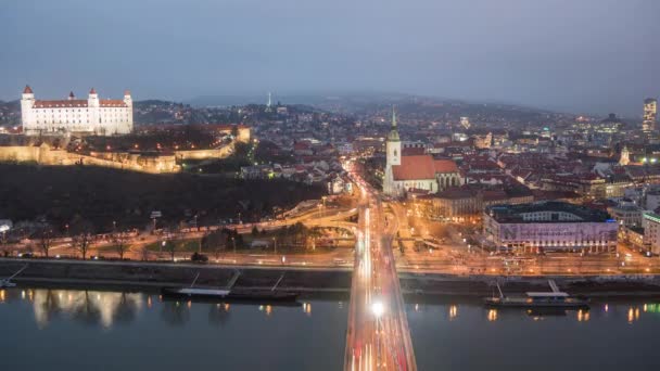 Časová Prodleva Mostu Ufo Bratislavě — Stock video