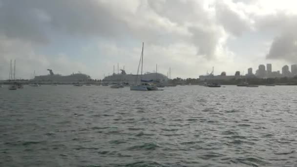 Båtar Och Fartyg Biscayne Bay — Stockvideo