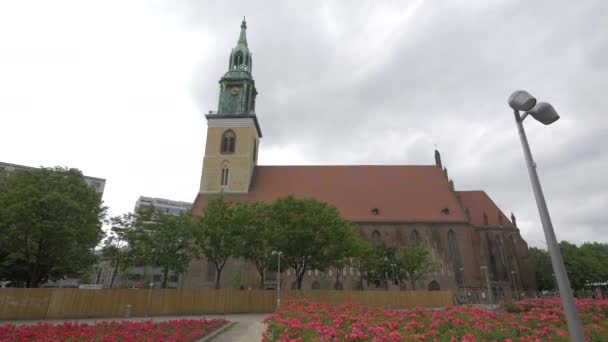 Igreja Santa Maria Dia Nublado Berlim — Vídeo de Stock