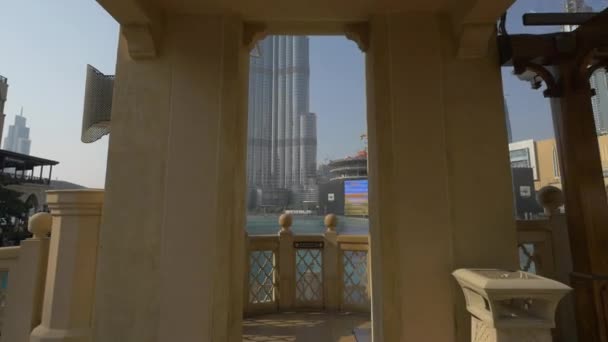 Incline Burj Khalifa Ponte Souk Bahar — Vídeo de Stock