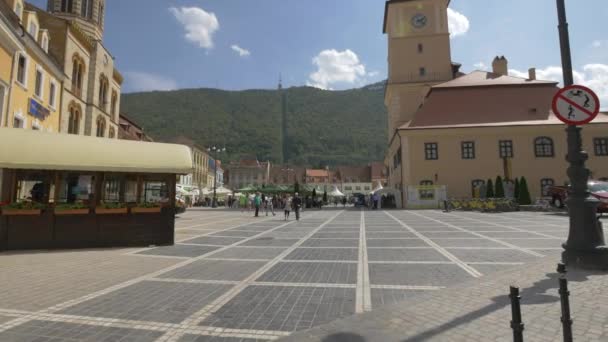 Plaza Del Consejo Casco Antiguo Brasov — Vídeo de stock