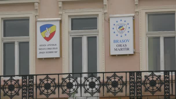 Placas Edificio Importante Brasov — Vídeo de stock