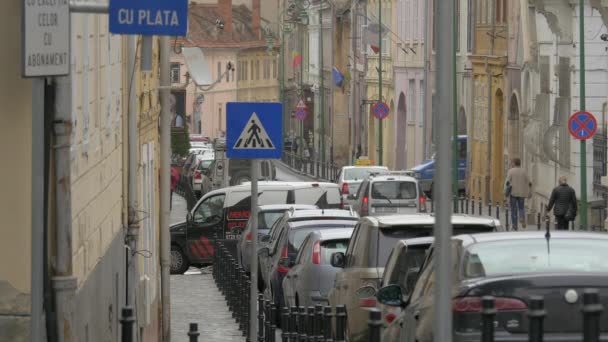 Die Straße Brasov Tag — Stockvideo