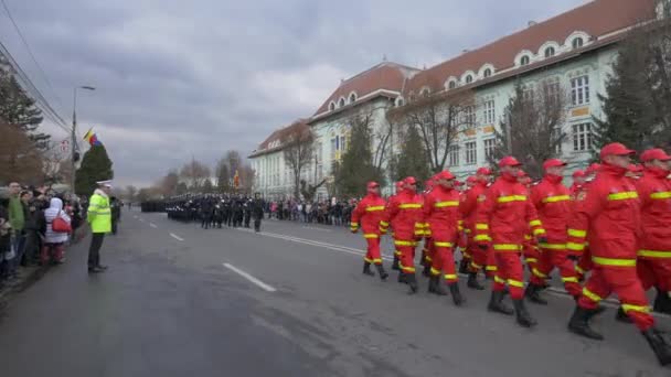 Firefighters Marching Alba Iulia — Stok video