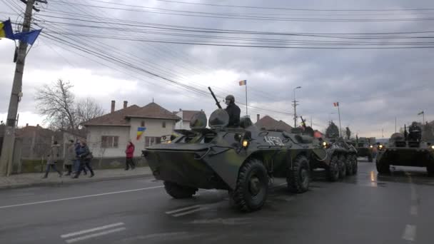 Tank Parade Hari Nasional Rumania Alba Iulia — Stok Video