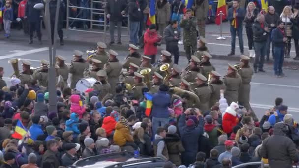 Военные Фанфары Параде Честь Национального Дня Альба Юлии — стоковое видео