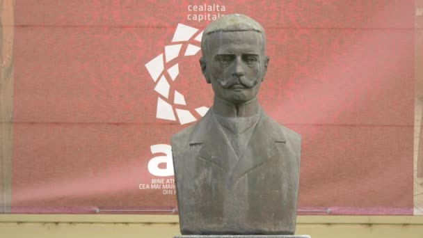 Busta Socha Aurela Vlada Alba Iulia — Stock video