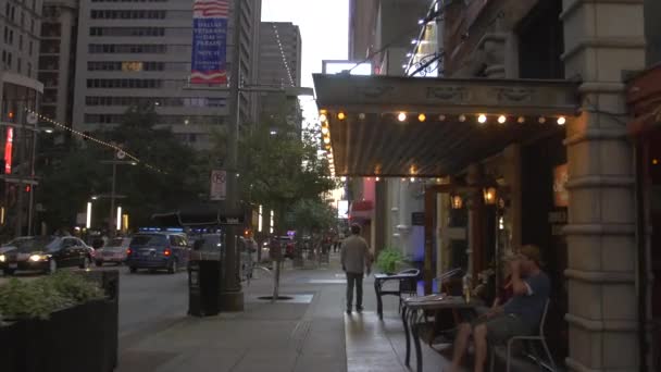 Main Street Evening Dallas — Stockvideo