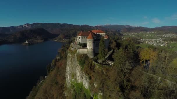 Letecký Pohled Bled Castle — Stock video