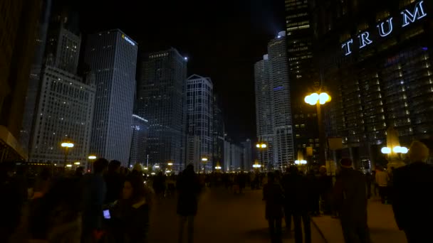 Центр Чикаго Ночью Соединенные Штаты Америки — стоковое видео