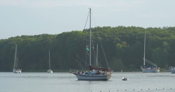 Boten Het Meer Bij Killbear Provincial Park — Stockvideo