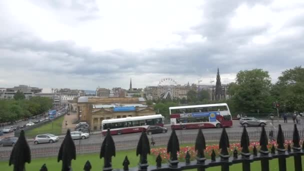Edinburgh Panorama Stilstaande Voertuigen — Stockvideo