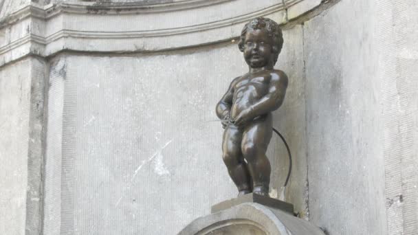 Manneken Pis Sculpture Brussels — Stock Video