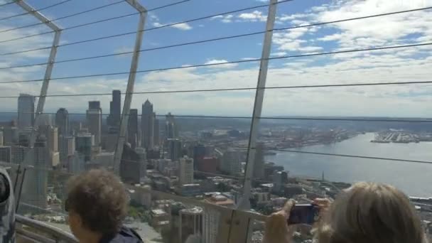 Elliot Bay Und Die Wolkenkratzer Von Seattle — Stockvideo