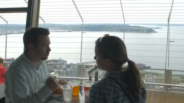 Elliot Bay Von Space Needle Aus Gesehen — Stockvideo