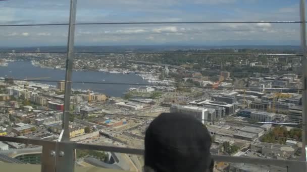 Die Stadt Seattle Und Elliot Bay — Stockvideo