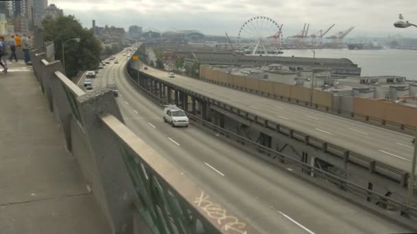 Wiadukt Alaskan Way Seattle Stany Zjednoczone Ameryki — Wideo stockowe